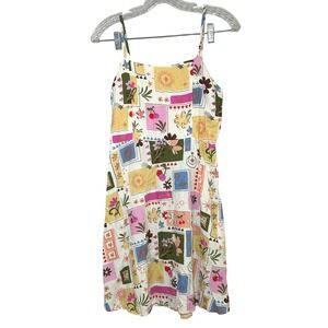 MONTEAU Celestial Sun Cherry Floral Print Mini Dress Women's M boho european